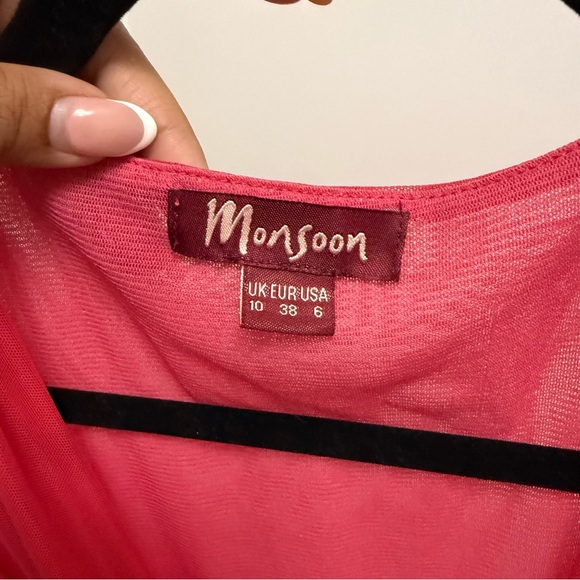 Red Mesh Sheer Wrap Blouse - Picture 2 of 4